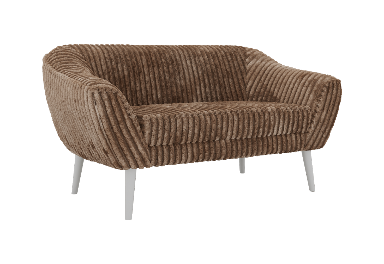 Sofa PIRS 2 - brązowy, sztruks - nóżki,  biały