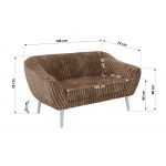 Sofa PIRS 2 - brązowy, sztruks - nóżki,  biały