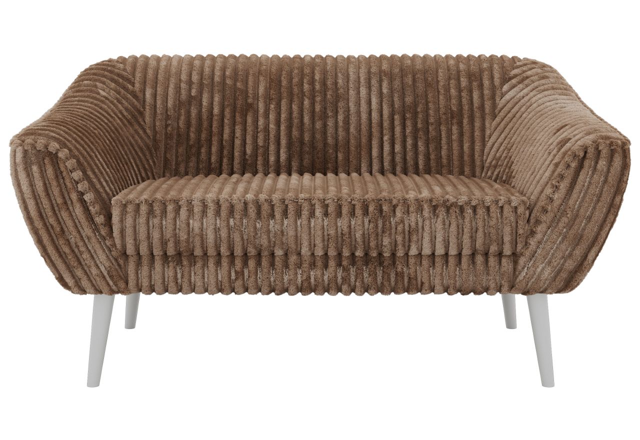 Sofa PIRS 2 - brązowy, sztruks - nóżki,  biały