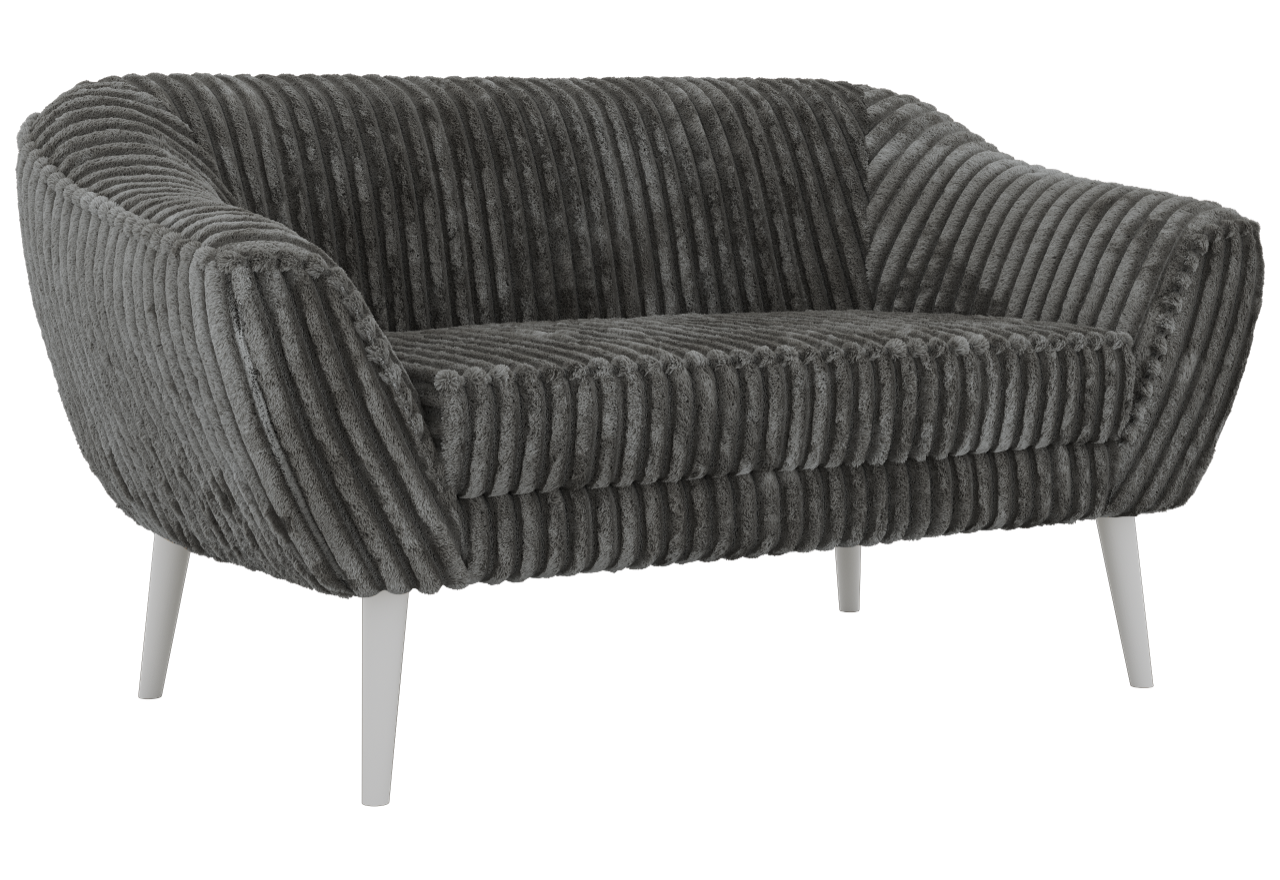 Sofa PIRS 2 - szary, sztruks - nóżki,  biały