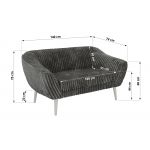 Sofa PIRS 2 - szary, sztruks - nóżki,  biały