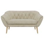 Sofa PIRS 2 - kremowy, welwet - nóżki,  buk