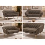 Sofa PIRS 2 - brązowy, welwet - nóżki,  buk