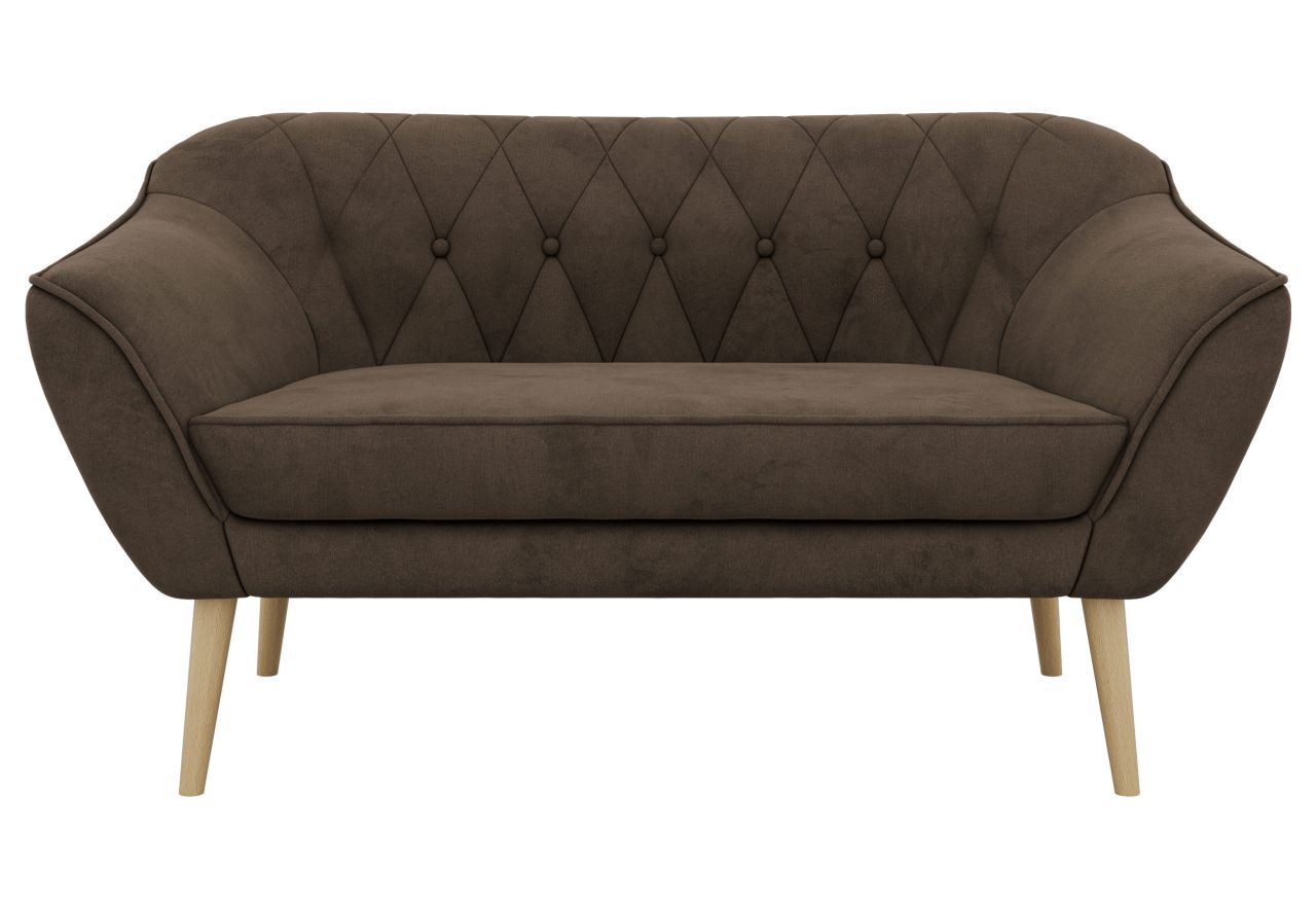 Sofa PIRS 2 - brązowy, welwet - nóżki,  buk