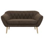 Sofa PIRS 2 - brązowy, welwet - nóżki,  buk