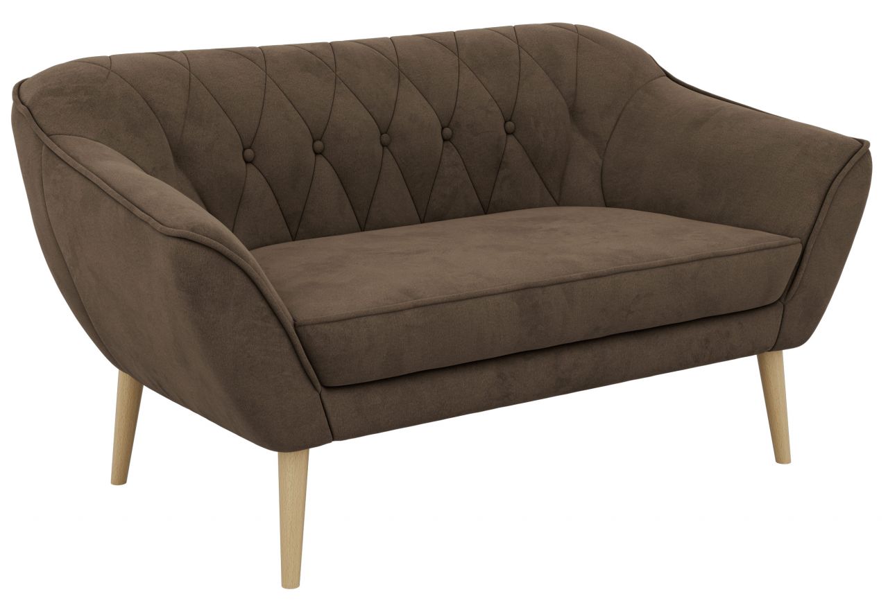 Sofa PIRS 2 - brązowy, welwet - nóżki,  buk