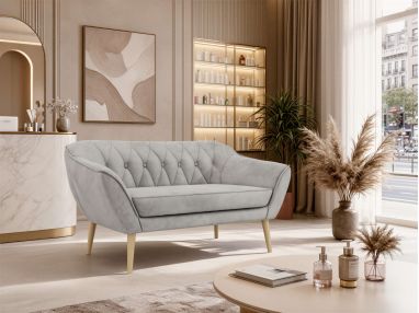 Sofa PIRS 2 - jasnoszary, welwet - nóżki,  buk