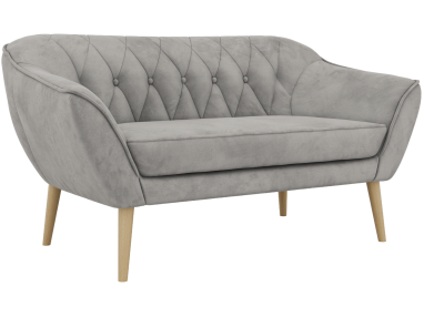 Sofa PIRS 2 - jasnoszary, welwet - nóżki,  buk