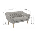 Sofa PIRS 2 - jasnoszary, welwet - nóżki,  buk