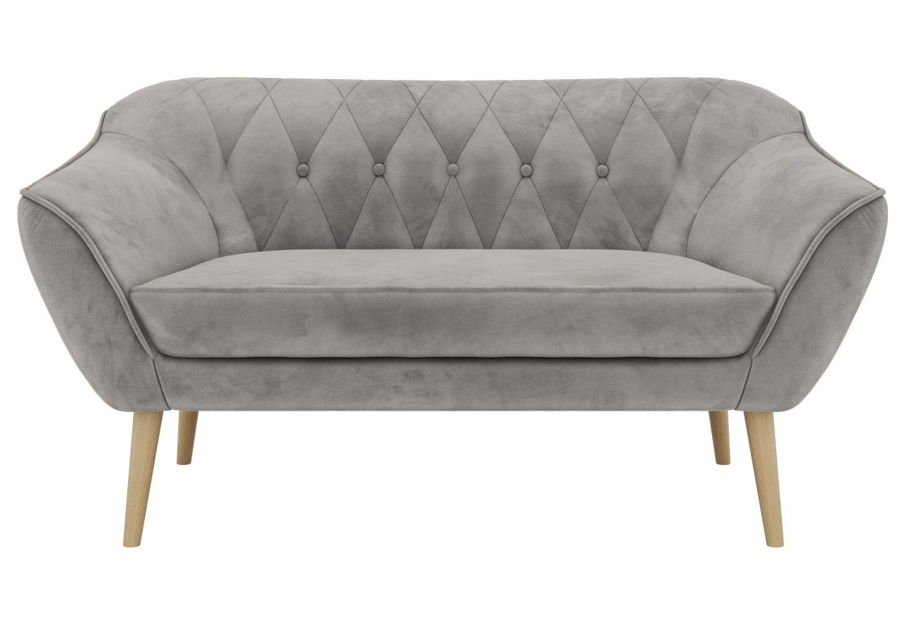 Sofa PIRS 2 - jasnoszary, welwet - nóżki,  buk
