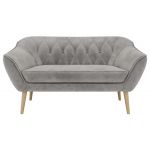 Sofa PIRS 2 - jasnoszary, welwet - nóżki,  buk