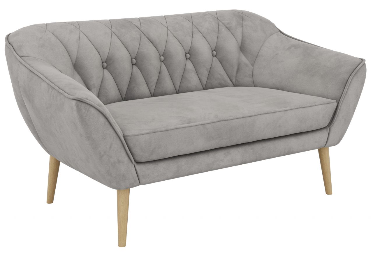 Sofa PIRS 2 - jasnoszary, welwet - nóżki,  buk