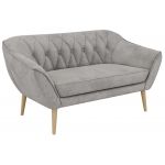Sofa PIRS 2 - jasnoszary, welwet - nóżki,  buk