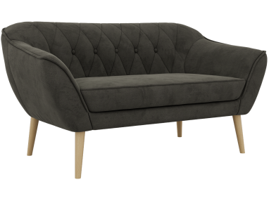 Sofa PIRS 2 - ciemnoszary, welwet - nóżki,  buk