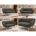 Sofa PIRS 2 - ciemnoszary, welwet - nóżki,  buk
