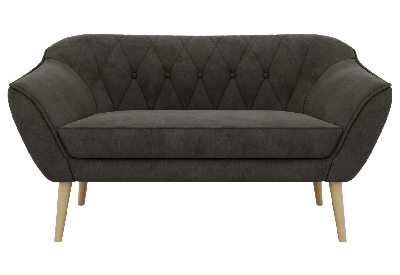 Sofa PIRS 2 - ciemnoszary, welwet - nóżki,  buk