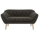 Sofa PIRS 2 - ciemnoszary, welwet - nóżki,  buk