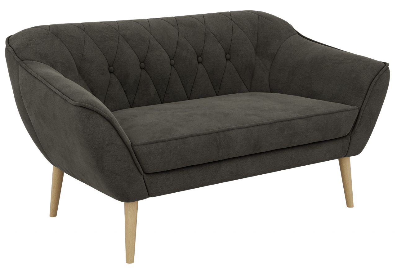 Sofa PIRS 2 - ciemnoszary, welwet - nóżki,  buk