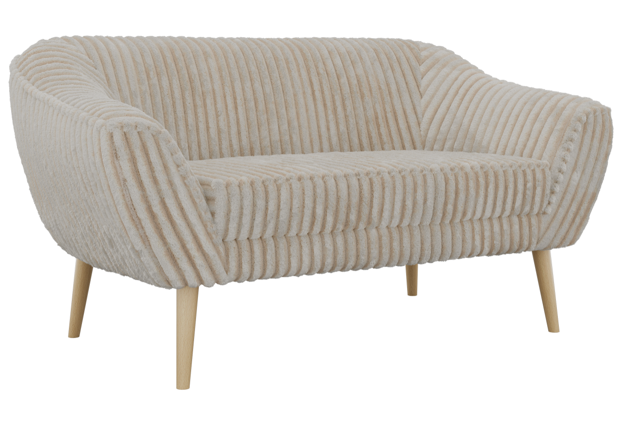 Sofa PIRS 2 - beżowy, sztruks - nóżki,  buk