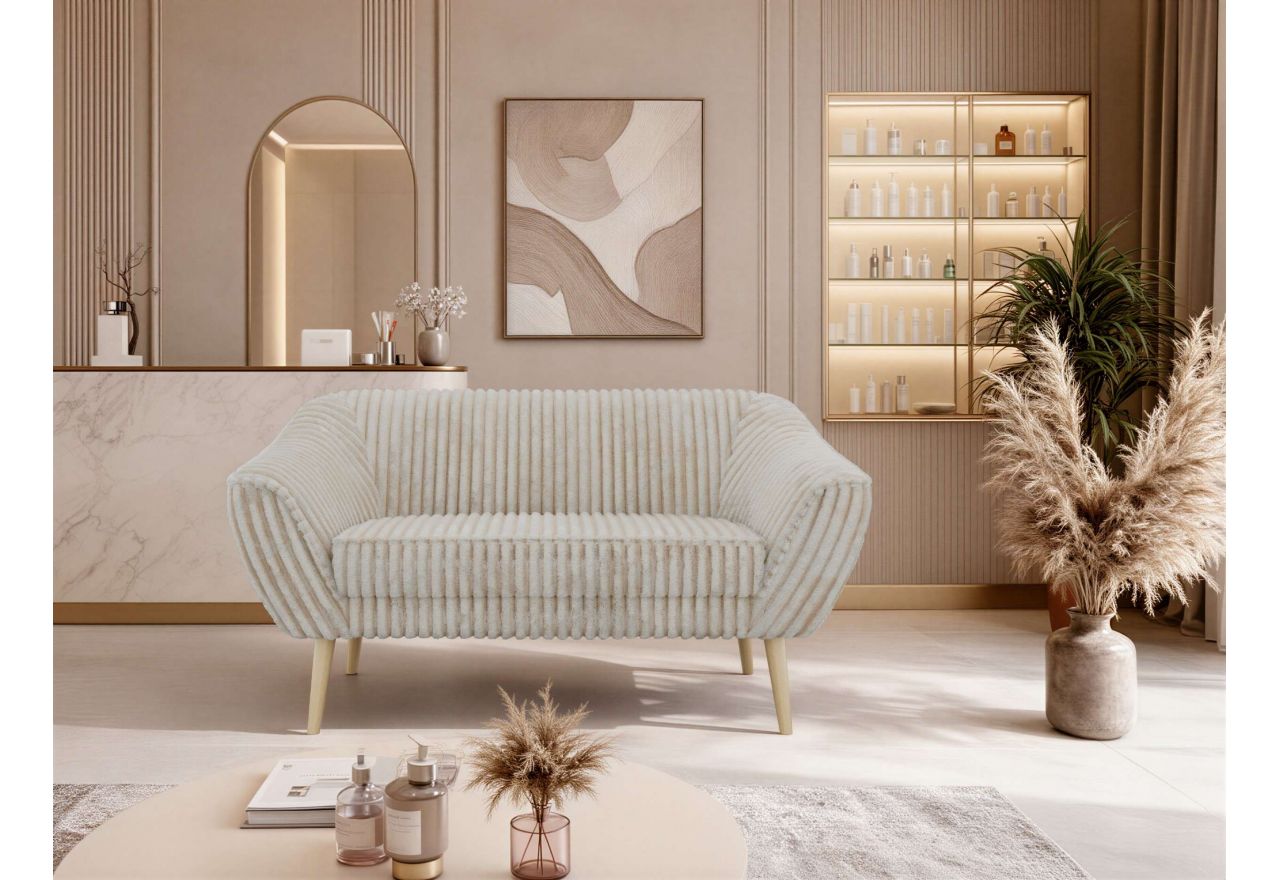 Sofa PIRS 2 - beżowy, sztruks - nóżki,  buk