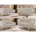 Sofa PIRS 2 - beżowy, sztruks - nóżki,  buk