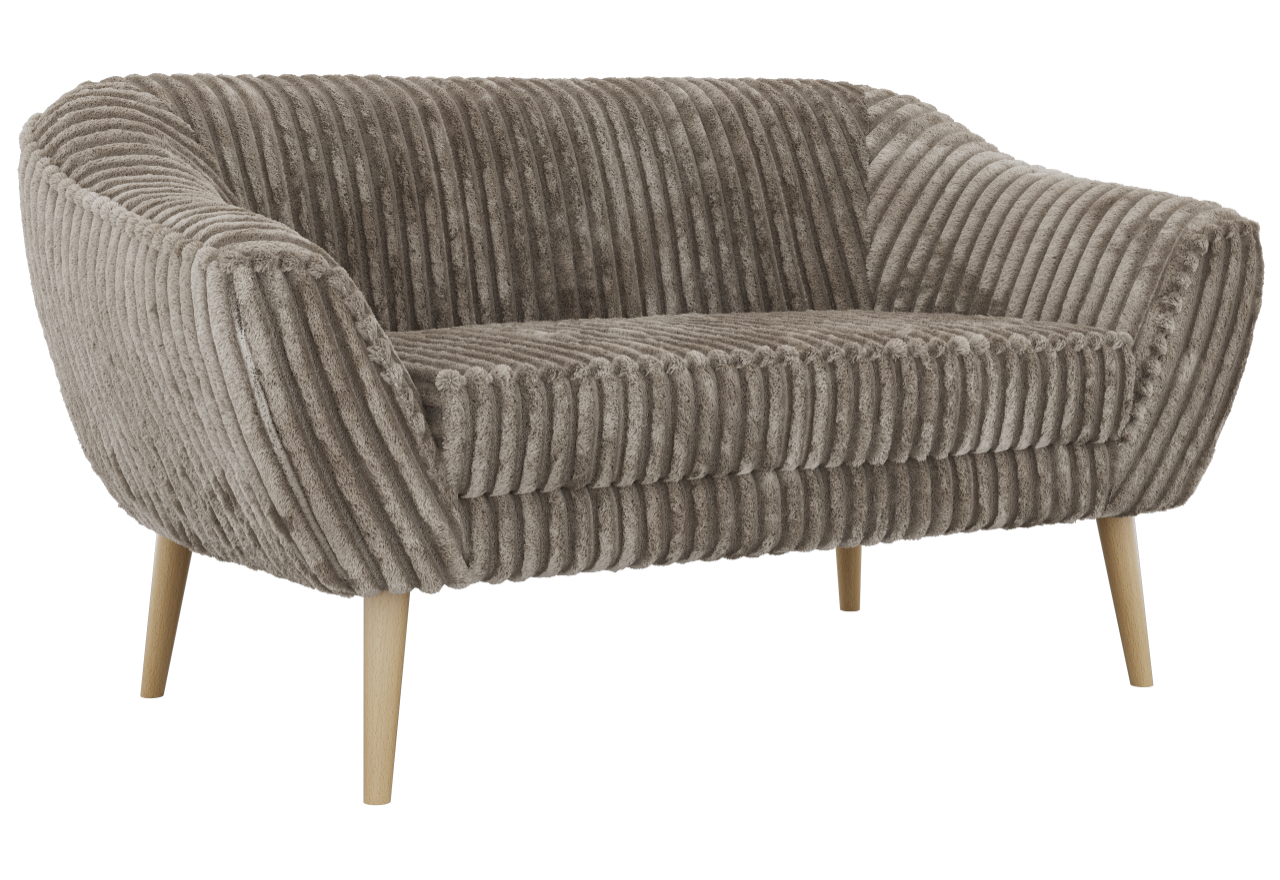 Sofa PIRS 2 - jasnobrązowy, sztruks - nóżki,  buk