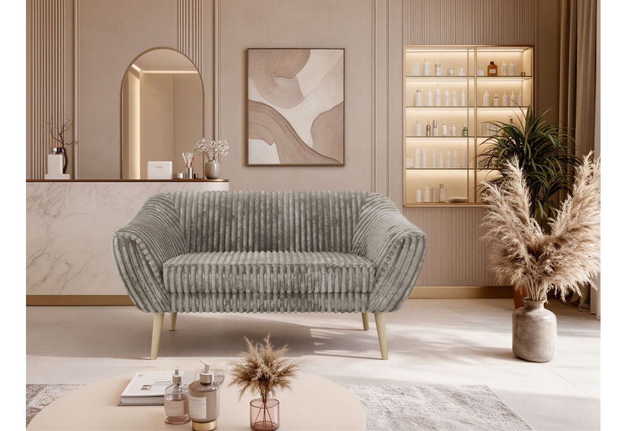 Sofa PIRS 2 - jasnobrązowy, sztruks - nóżki,  buk