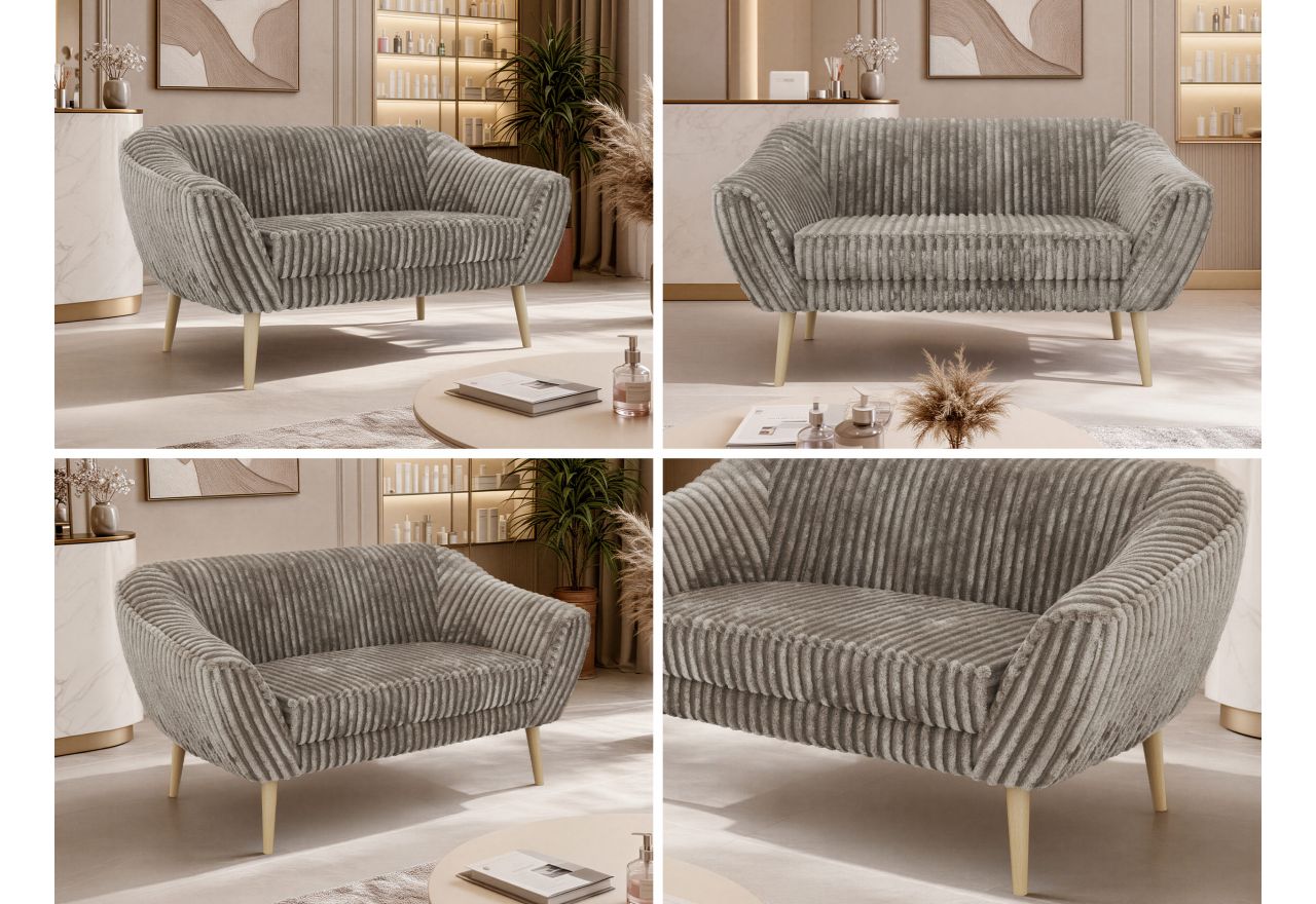 Sofa PIRS 2 - jasnobrązowy, sztruks - nóżki,  buk