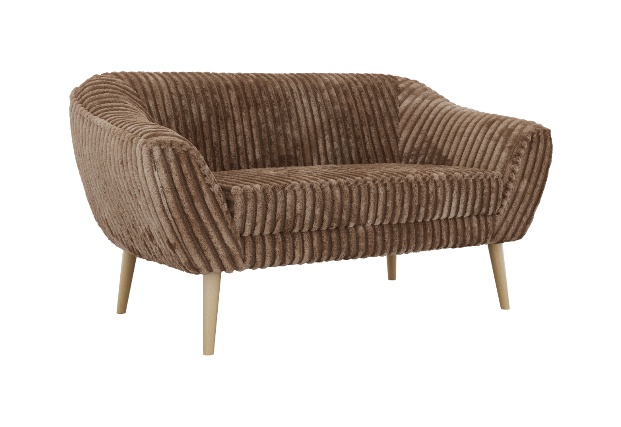 Sofa PIRS 2 - brązowy, sztruks - nóżki,  buk