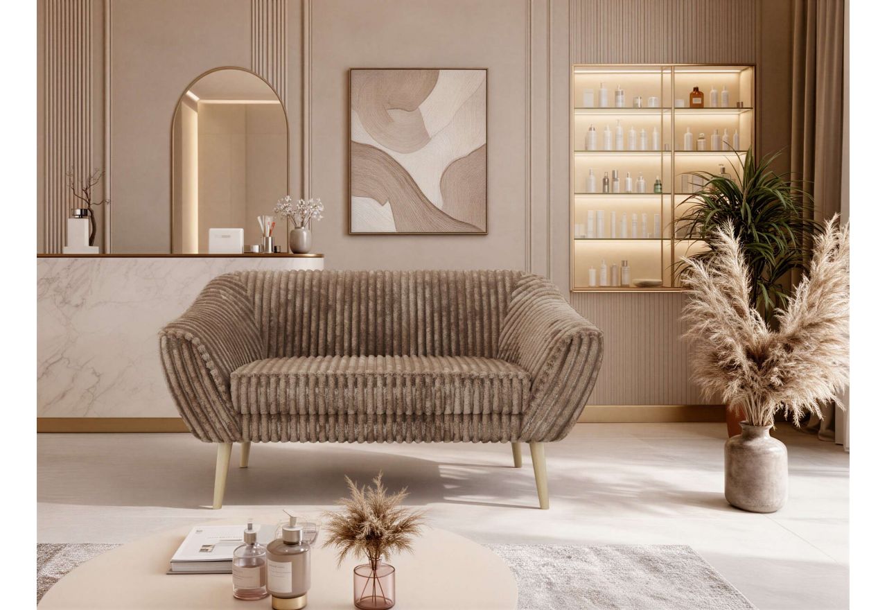 Sofa PIRS 2 - brązowy, sztruks - nóżki,  buk