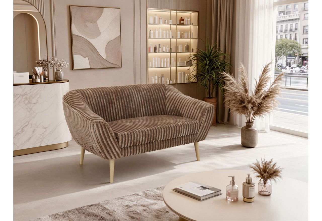 Sofa PIRS 2 - brązowy, sztruks - nóżki,  buk