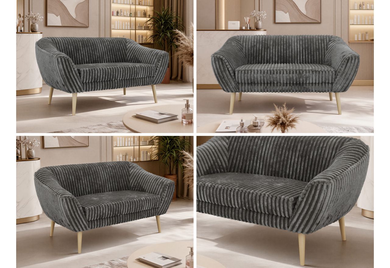 Sofa PIRS 2 - szary, sztruks - nóżki,  buk