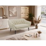 Sofa PIRS 2 - kremowy, welwet - nóżki,  czarny