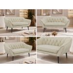 Sofa PIRS 2 - kremowy, welwet - nóżki,  czarny