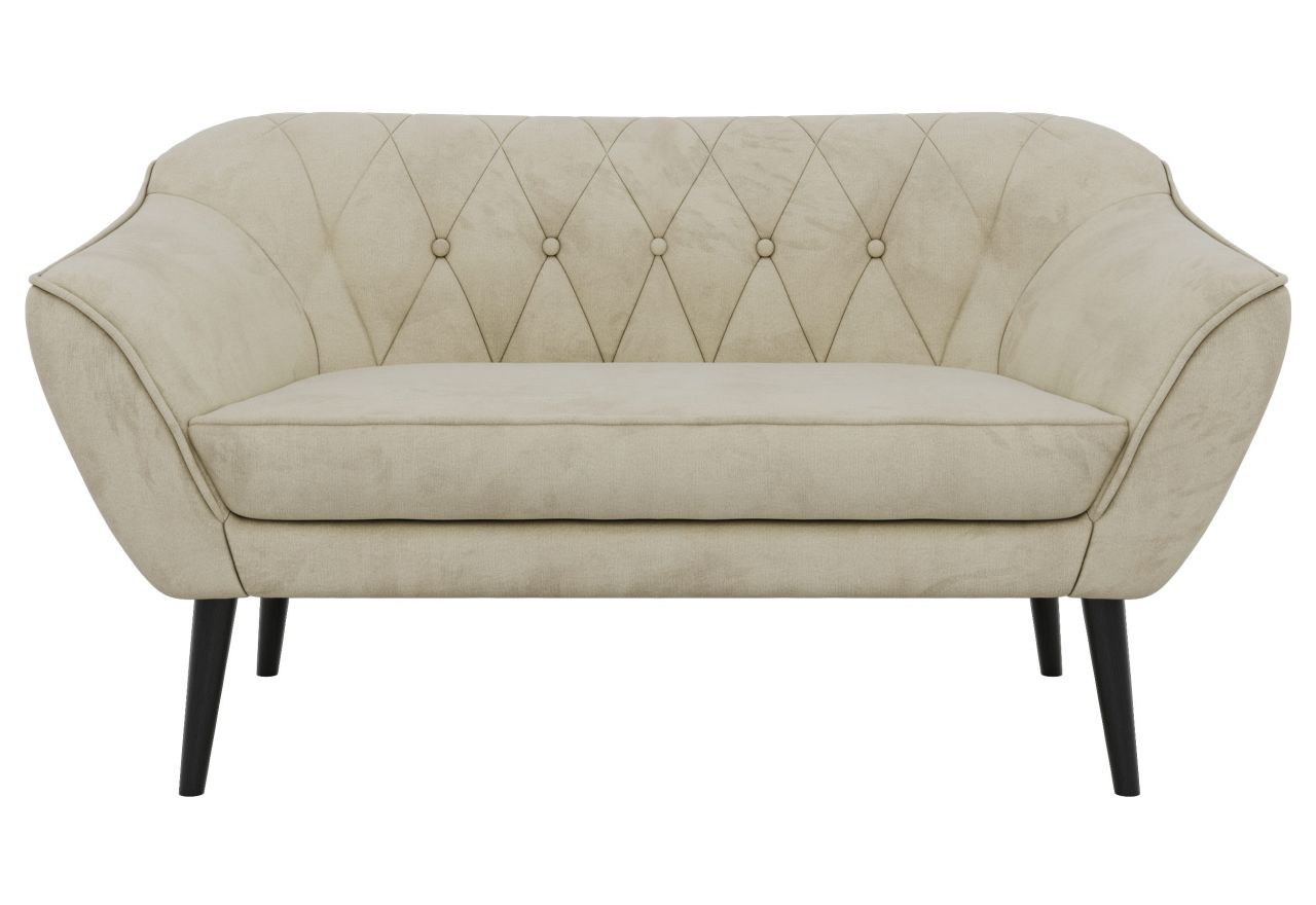 Sofa PIRS 2 - kremowy, welwet - nóżki,  czarny