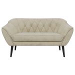 Sofa PIRS 2 - kremowy, welwet - nóżki,  czarny
