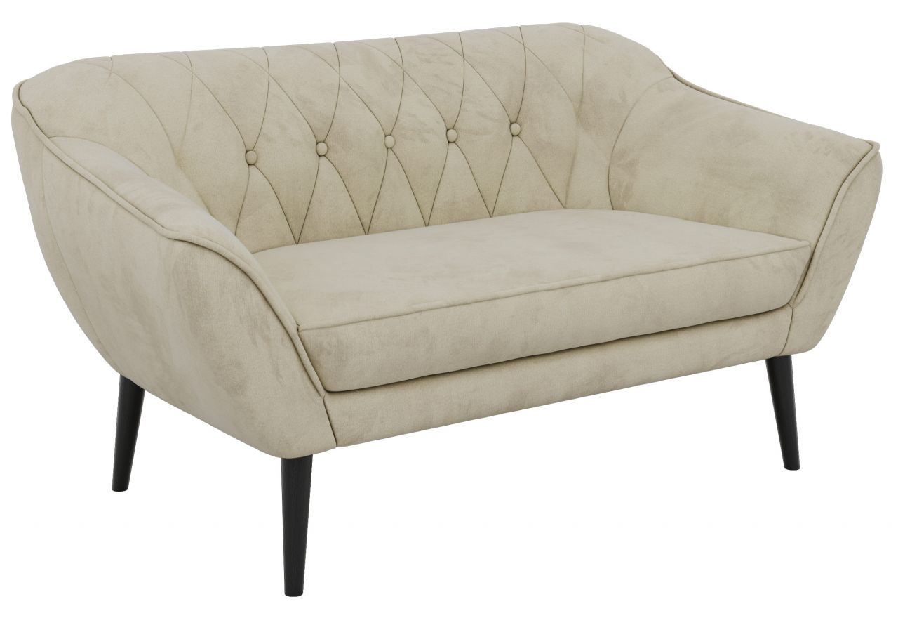 Sofa PIRS 2 - kremowy, welwet - nóżki,  czarny