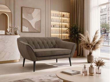 Sofa PIRS 2 - brązowy, welwet - nóżki,  czarny