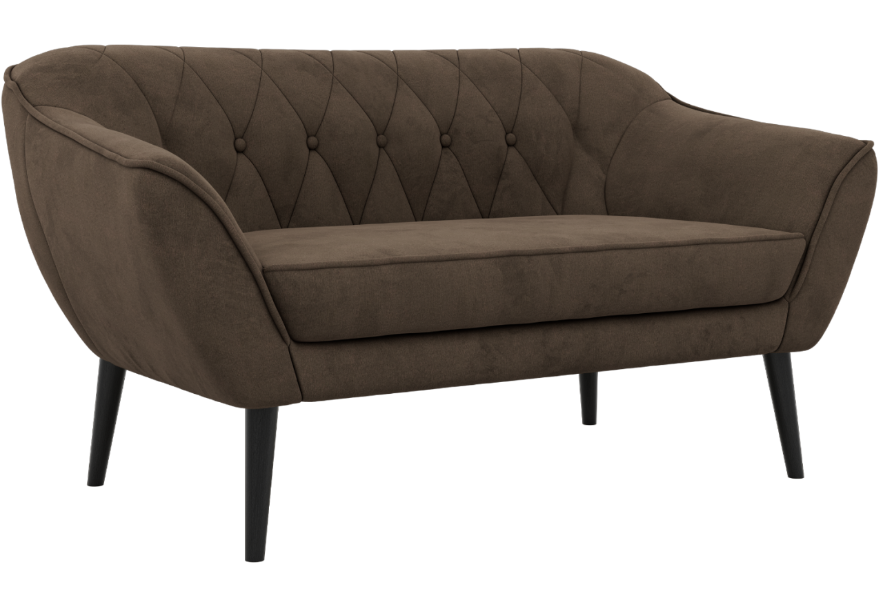 Sofa PIRS 2 - brązowy, welwet - nóżki,  czarny