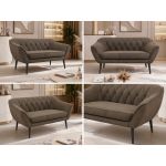 Sofa PIRS 2 - brązowy, welwet - nóżki,  czarny