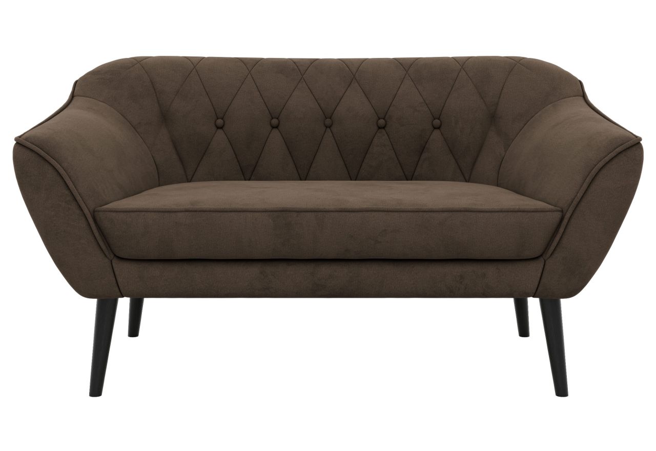 Sofa PIRS 2 - brązowy, welwet - nóżki,  czarny