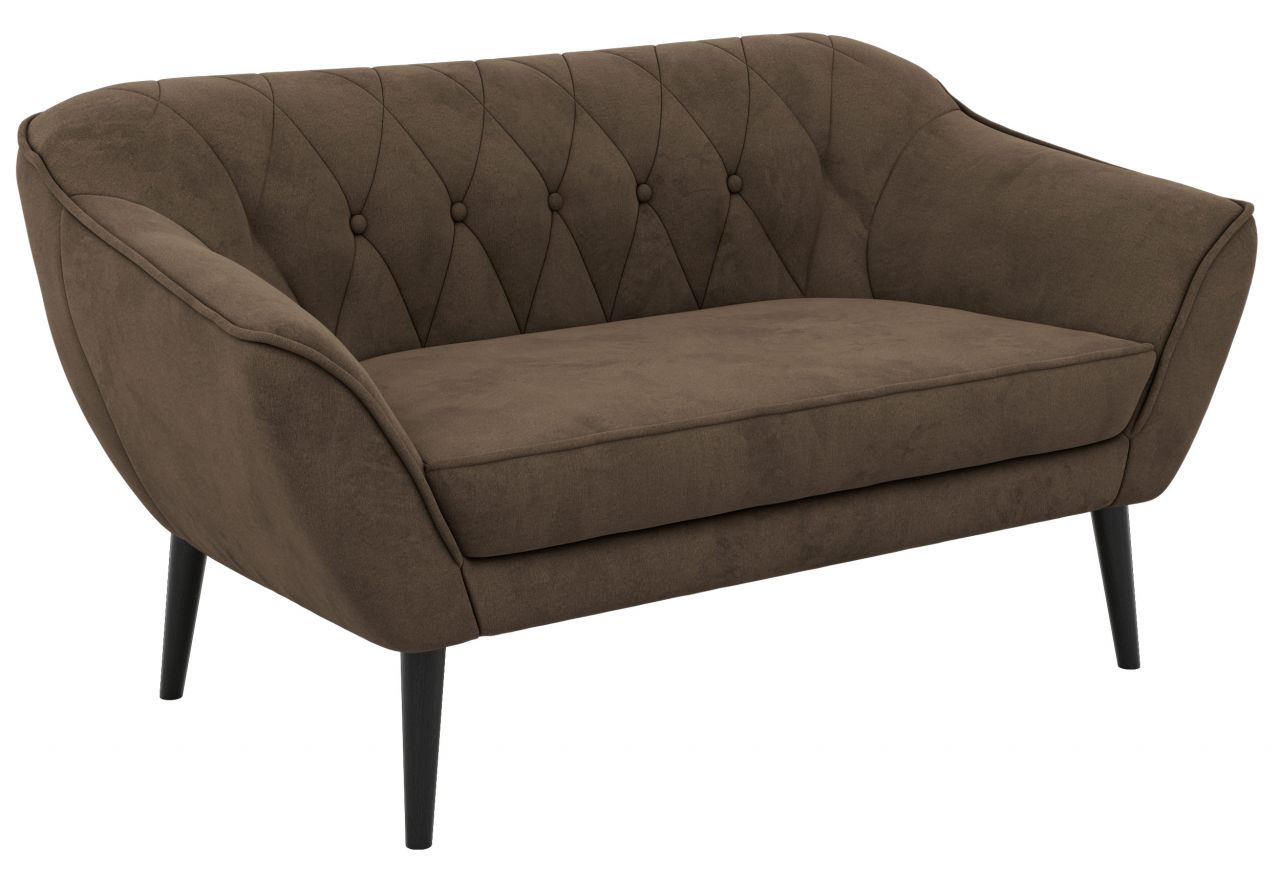 Sofa PIRS 2 - brązowy, welwet - nóżki,  czarny