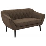 Sofa PIRS 2 - brązowy, welwet - nóżki,  czarny