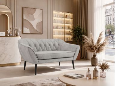 Sofa PIRS 2 - jasnoszary, welwet - nóżki,  czarny