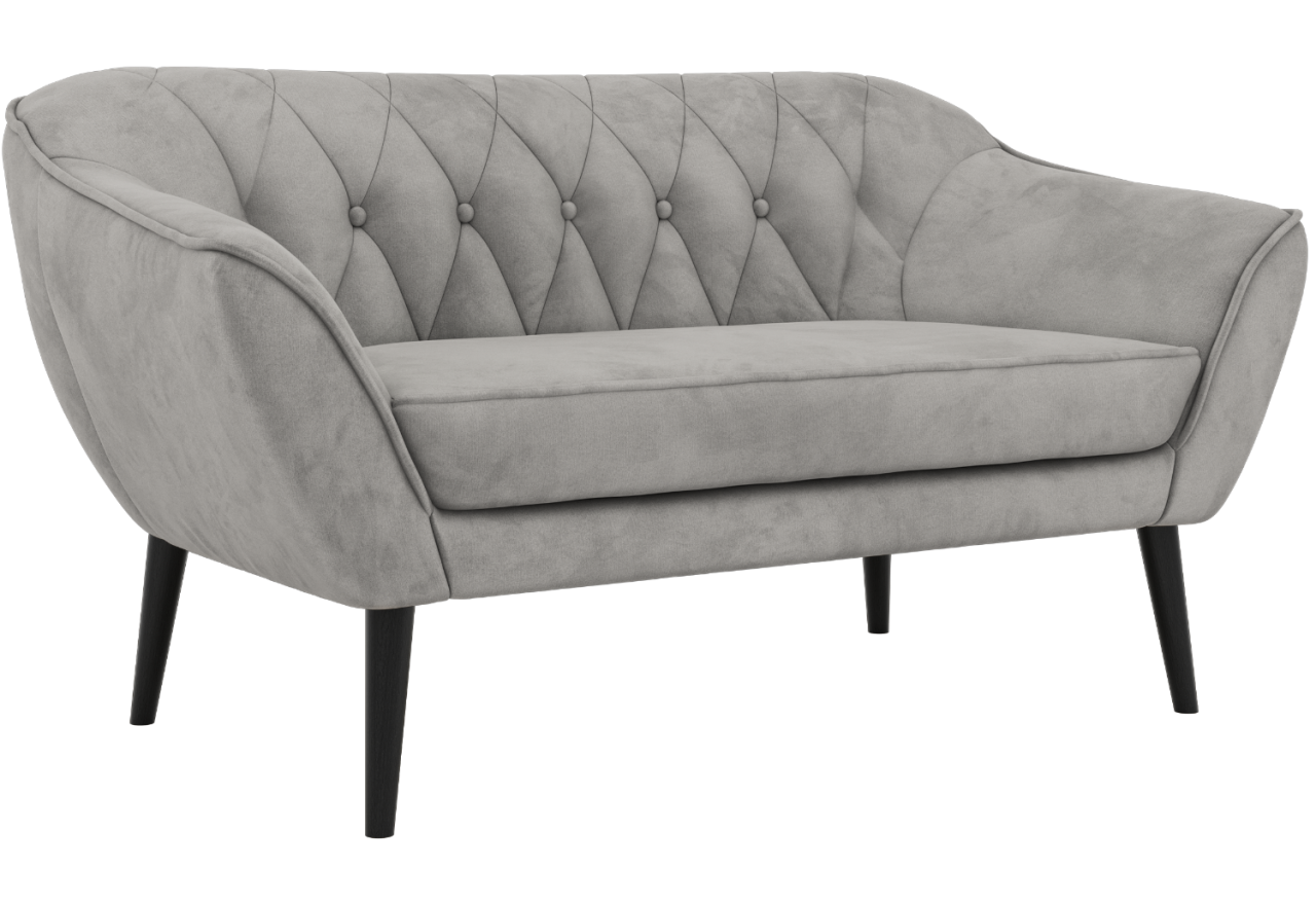 Sofa PIRS 2 - jasnoszary, welwet - nóżki,  czarny