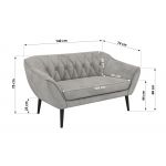 Sofa PIRS 2 - jasnoszary, welwet - nóżki,  czarny