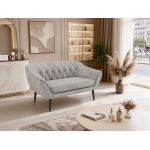 Sofa PIRS 2 - jasnoszary, welwet - nóżki,  czarny