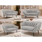 Sofa PIRS 2 - jasnoszary, welwet - nóżki,  czarny