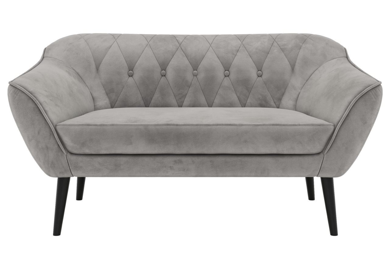 Sofa PIRS 2 - jasnoszary, welwet - nóżki,  czarny