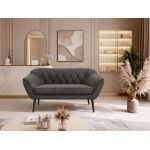 Sofa PIRS 2 - ciemnoszary, welwet - nóżki,  czarny